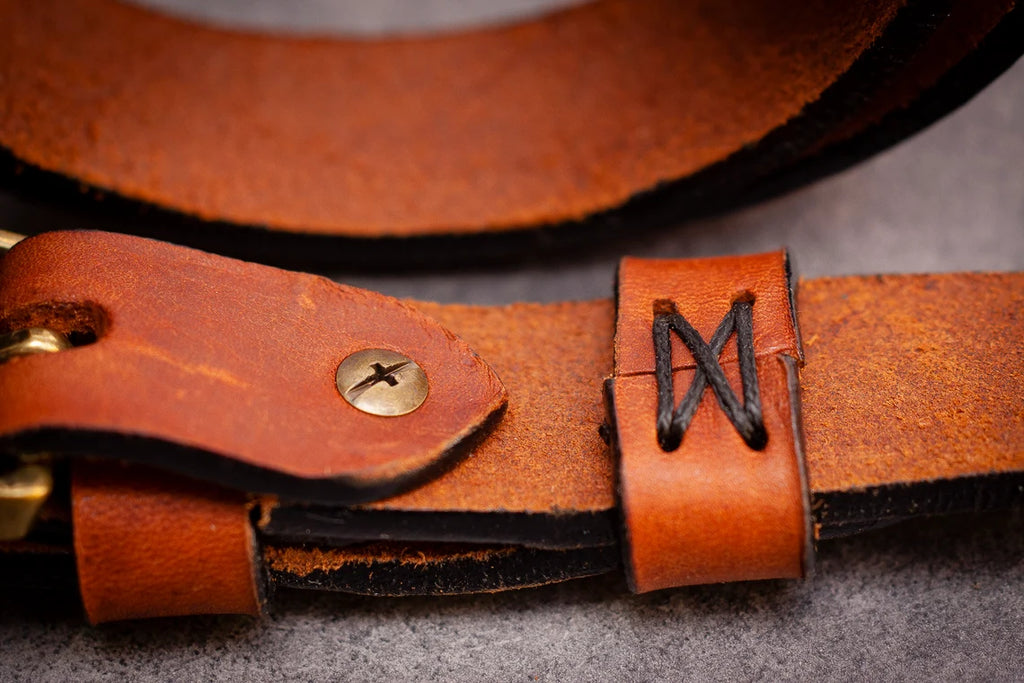 Men’s Genuine Leather Belt with Brass Buckle – Brown