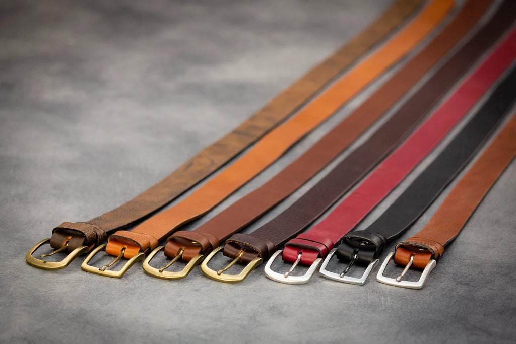 Men’s Genuine Leather Belt with Brass Buckle – Brown