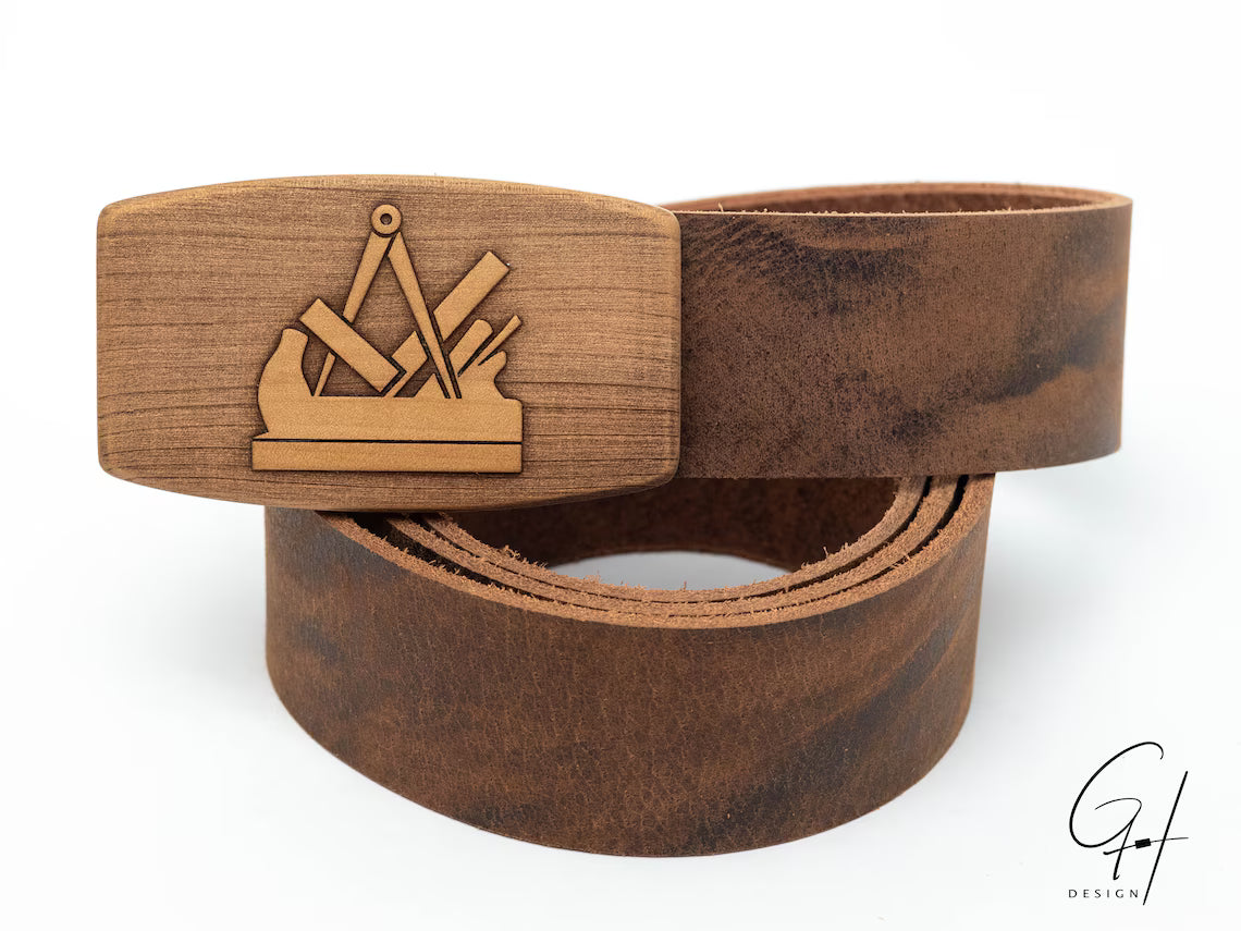 Master Craftsman Wooden Buckle Leather Belt