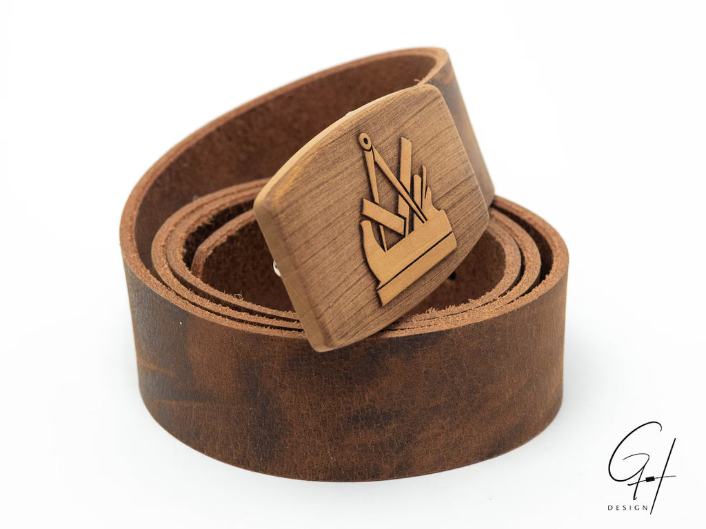 Master Craftsman Wooden Buckle Leather Belt