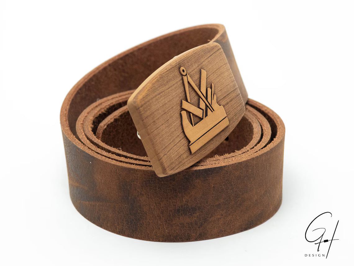 Master Craftsman Wooden Buckle Leather Belt