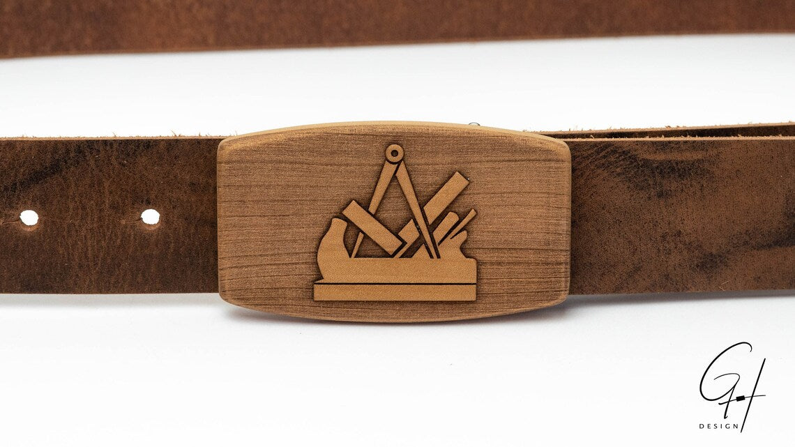 Master Craftsman Wooden Buckle Leather Belt