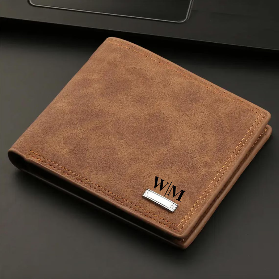 Men’s Genuine Leather Wallet with Zipper Pocket – Brown