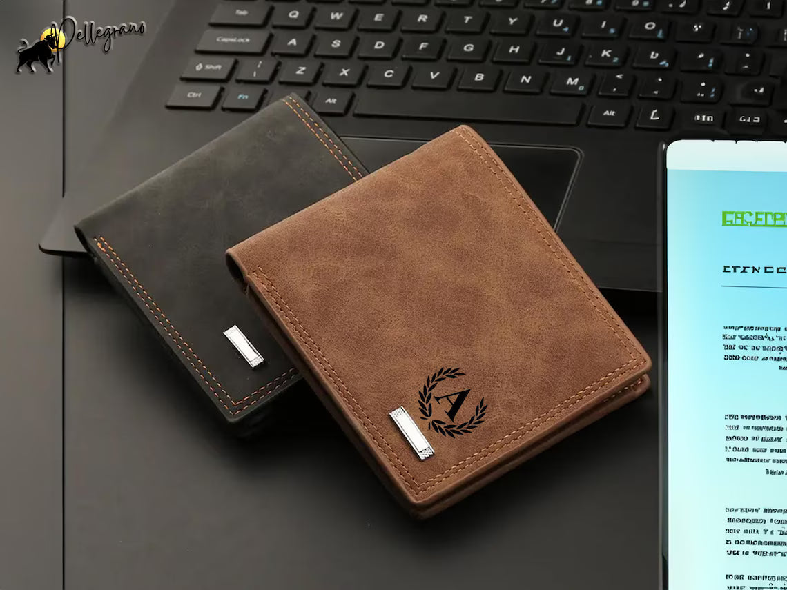 Men’s Genuine Leather Wallet with Zipper Pocket – Brown