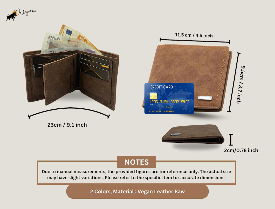 Men’s Genuine Leather Wallet with Zipper Pocket – Brown