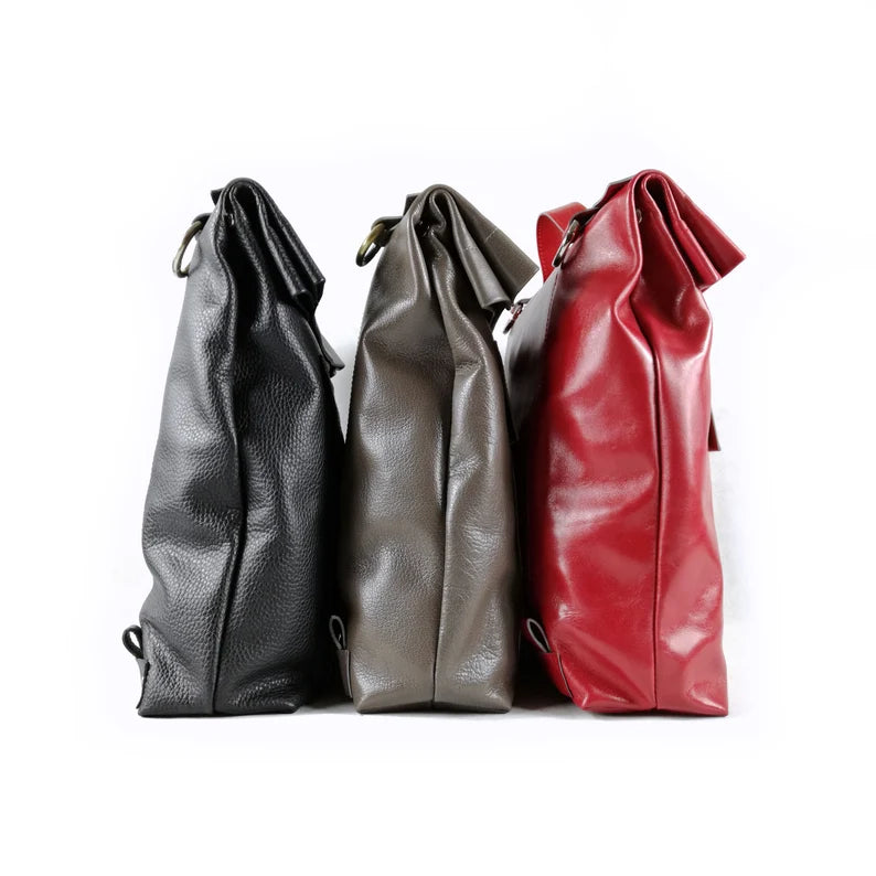 Premium Roll-Top Leather Backpack
