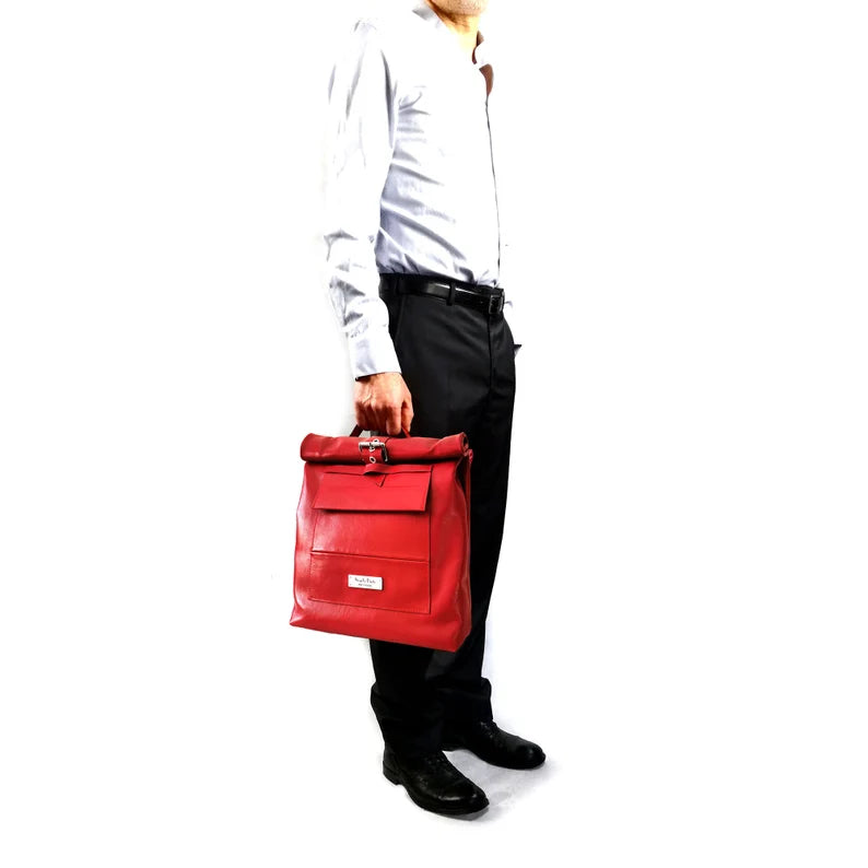 Premium Roll-Top Leather Backpack