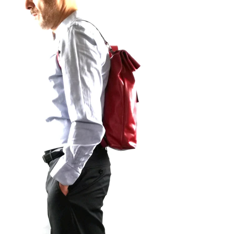 Premium Roll-Top Leather Backpack