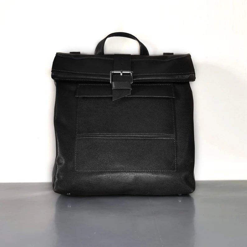 Premium Roll-Top Leather Backpack